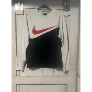NIKE MEN'S COLORBLOCK SWOOSH LOGO FLEECE CREW PULLOVER SWEATSHIRT Medium